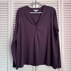 Athleta Uptempo Ribbed Purple Henley Top Long Sleeves Size 2X